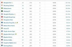 5.上海申花 1138万欧元 最高身价球员 马莱莱、马纳法 150万欧元